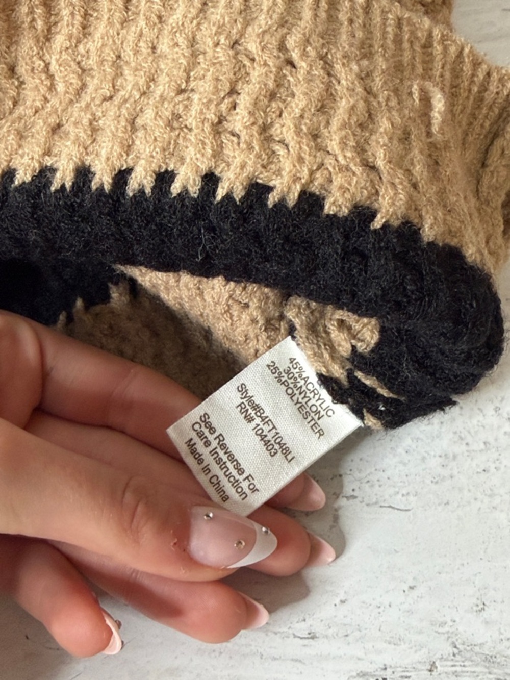 Baltic Born “Liam Chunky Knit Sweater” - Black & Beige Striped Crewneck Sweater - Picture 4 of 5